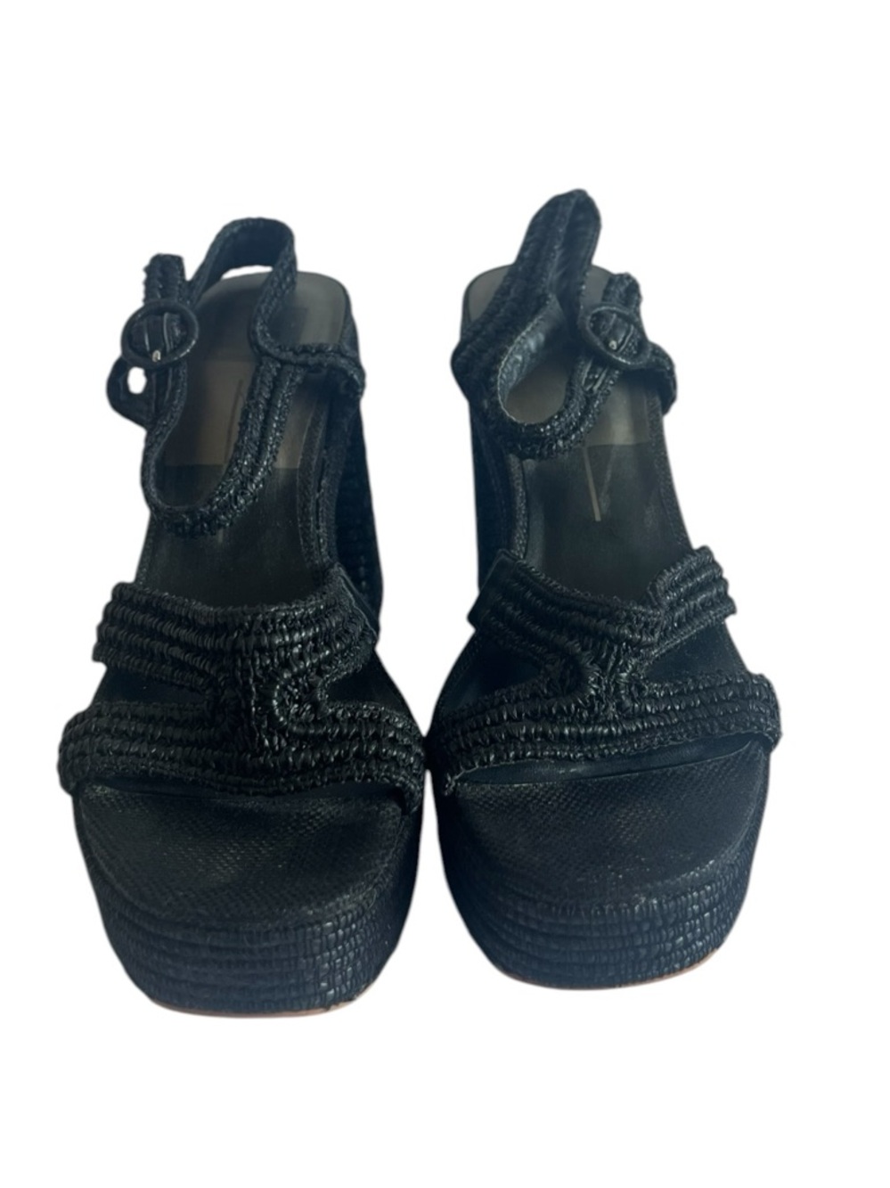 Dolce Vita Black Platform Woven Strap Block Heel Women's Sandals